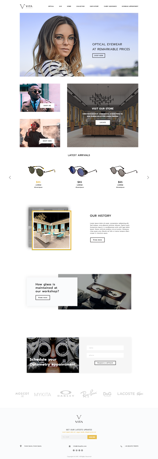Web Design by Mohit Verma Designs for VITA - optical  | Design #19053012