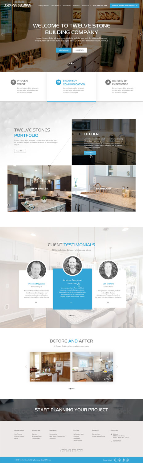 Web Design par AVROM pour Twelve Stones Building Company | Design #18979873