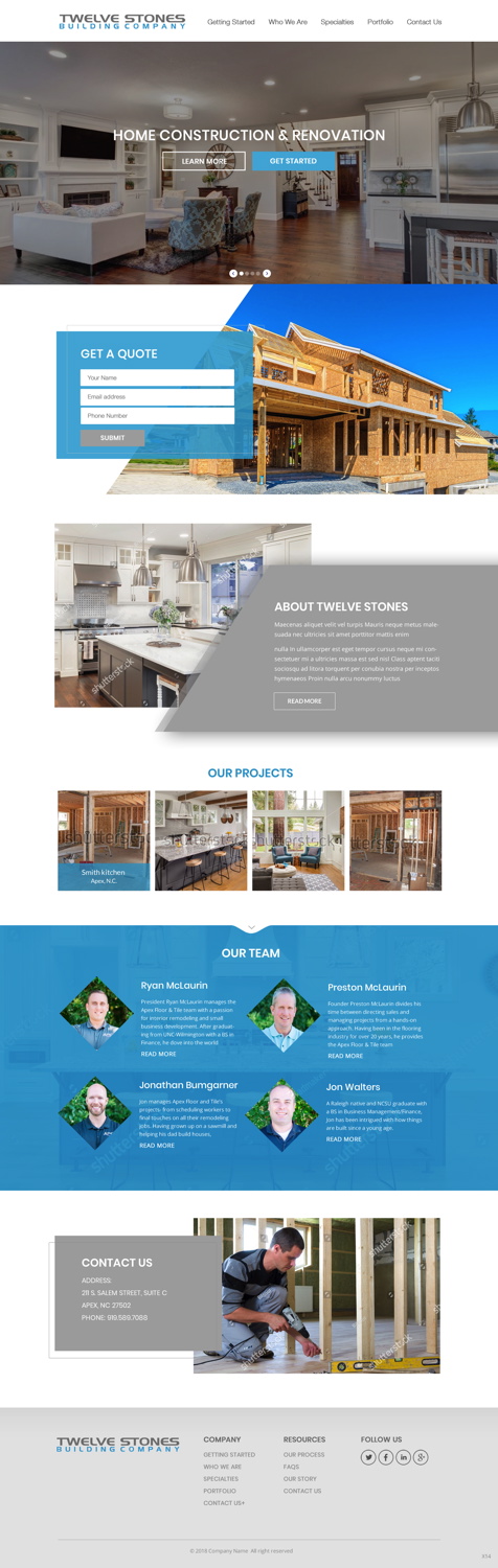 Web Design par pb pour Twelve Stones Building Company | Design #18960821
