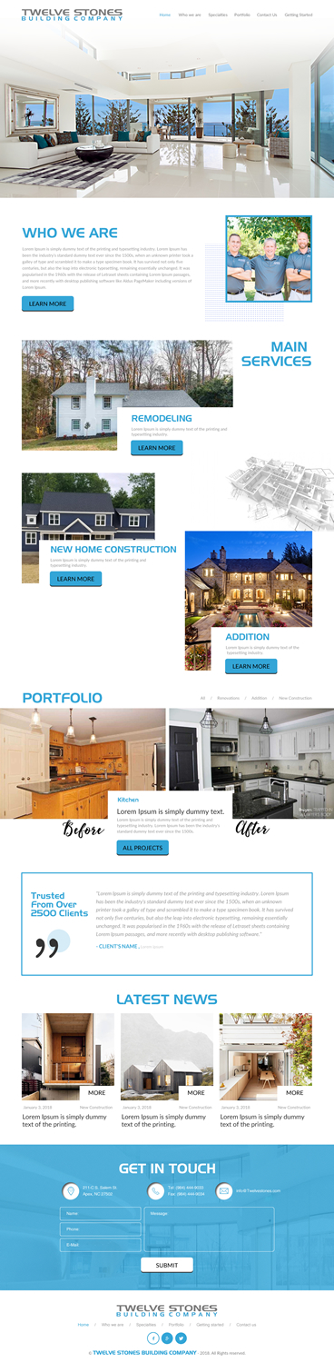 Web Design by rightway for Twelve Stones Building Company | Design #18953885
