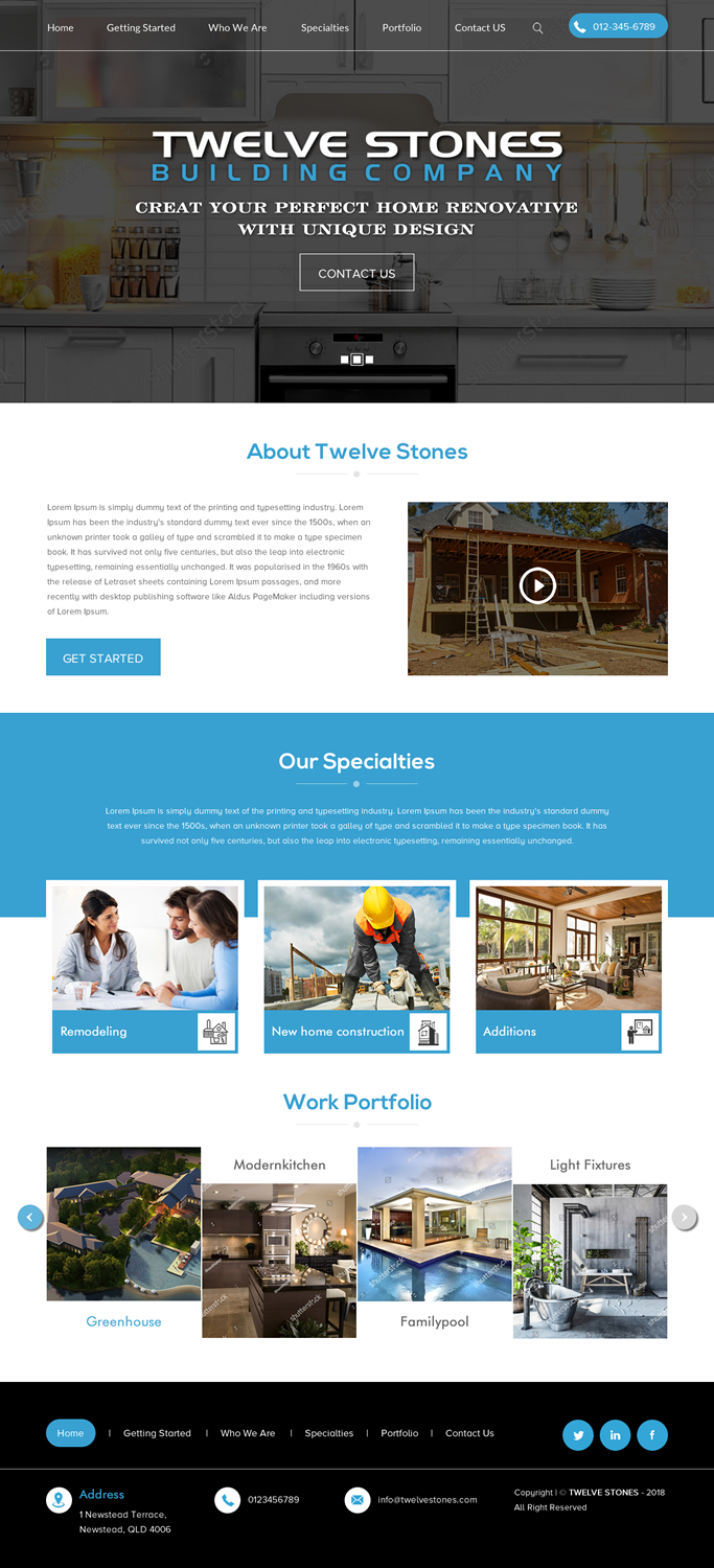 Web Design by rightway for Twelve Stones Building Company | Design #18953897