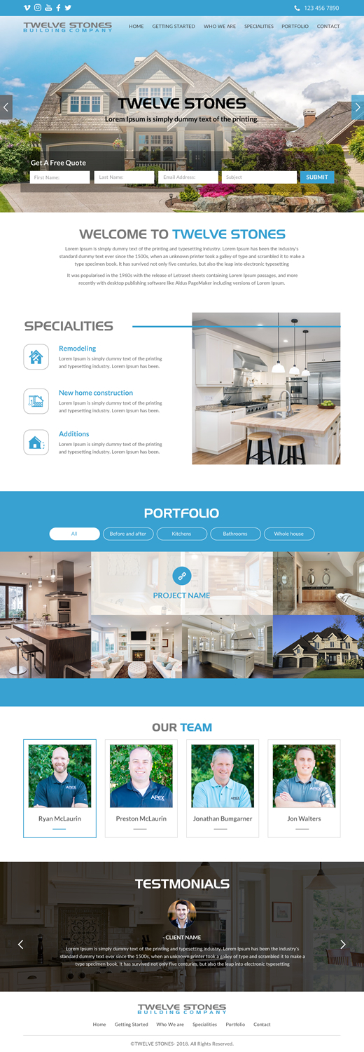 Web Design by rightway for Twelve Stones Building Company | Design #18953898