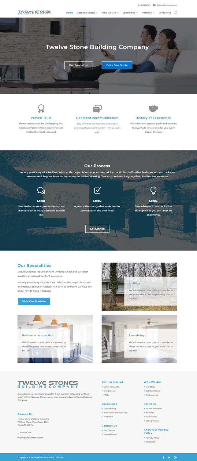 Web Design by CharaFathimalil for Twelve Stones Building Company | Design #18956794