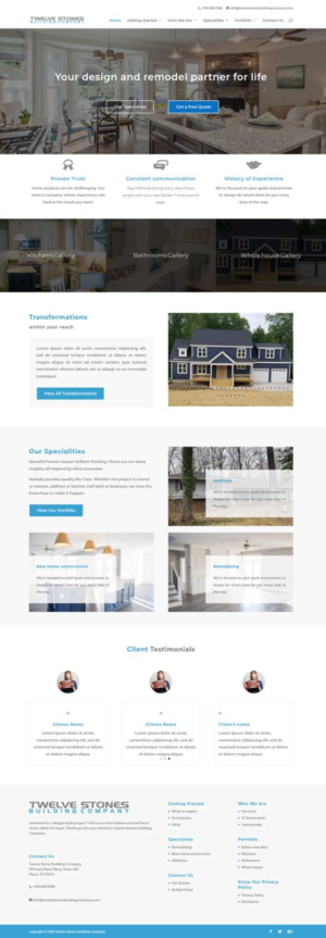 Web Design by CharaFathimalil for Twelve Stones Building Company | Design: #18977050