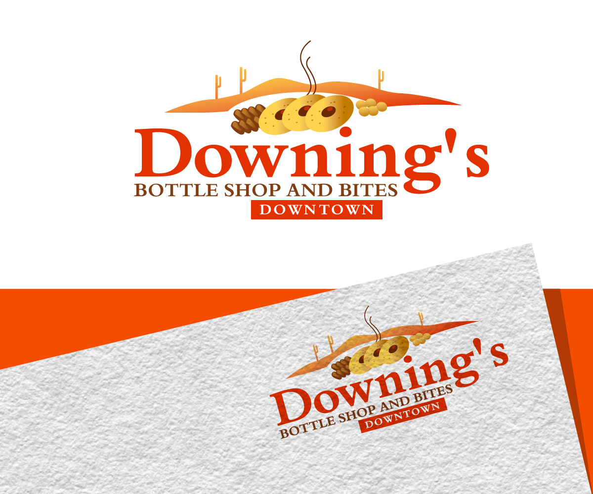 Personable, Colorful, Restaurant Logo Design for Downing's Bottle Shop