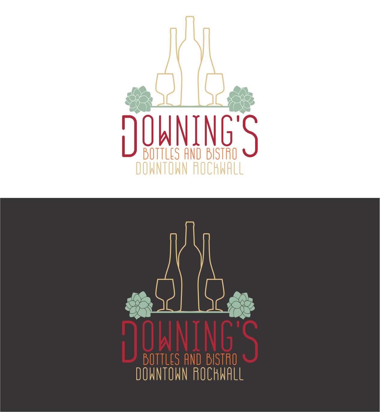 Personable, Colorful, Restaurant Logo Design for Downing's Bottle Shop