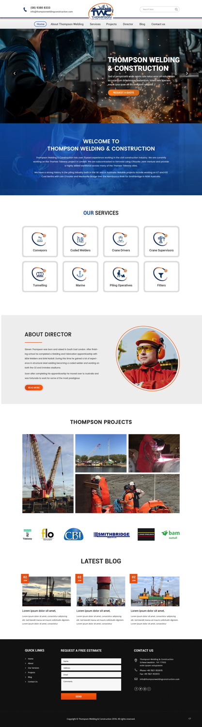 Diseño Wordpress por pb para Thompson Welding & Construction | Diseño #18953785
