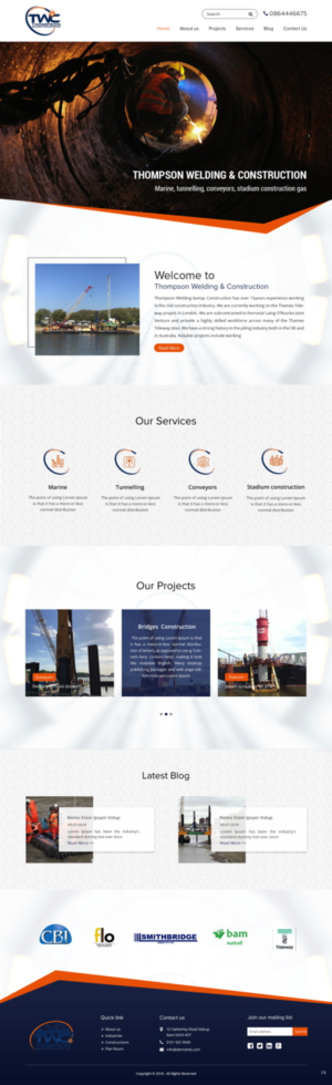 Design Wordpress par pb pour Thompson Welding & Construction | Design : #18953786