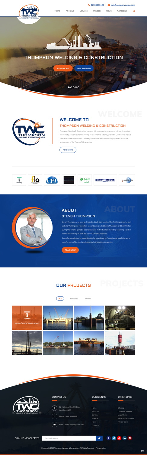 Design Wordpress par pb pour Thompson Welding & Construction | Design #18953787