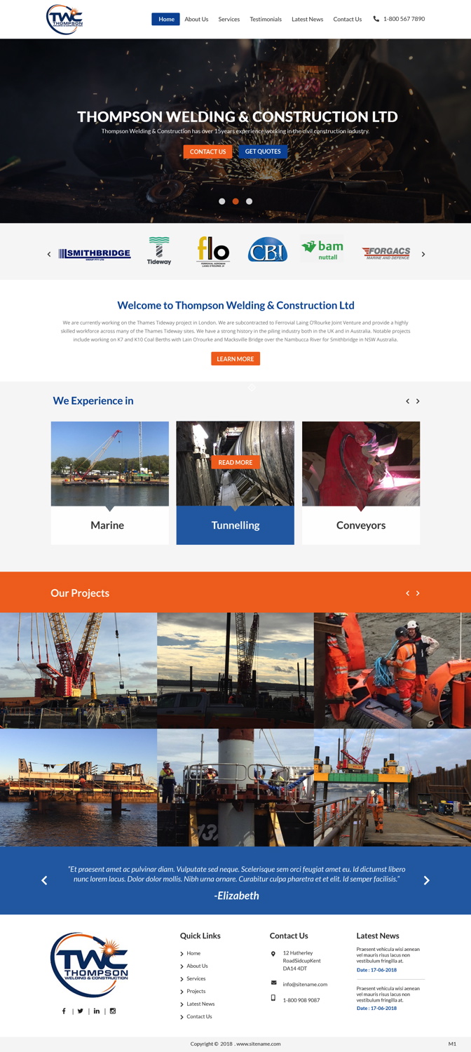 Wordpress Design by pb for Thompson Welding & Construction | Design #18953801