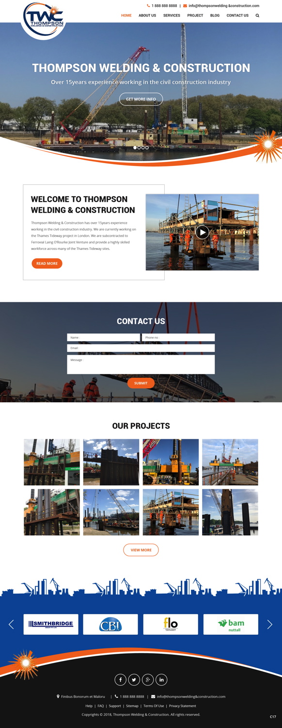 Design Wordpress par pb pour Thompson Welding & Construction | Design #19032264