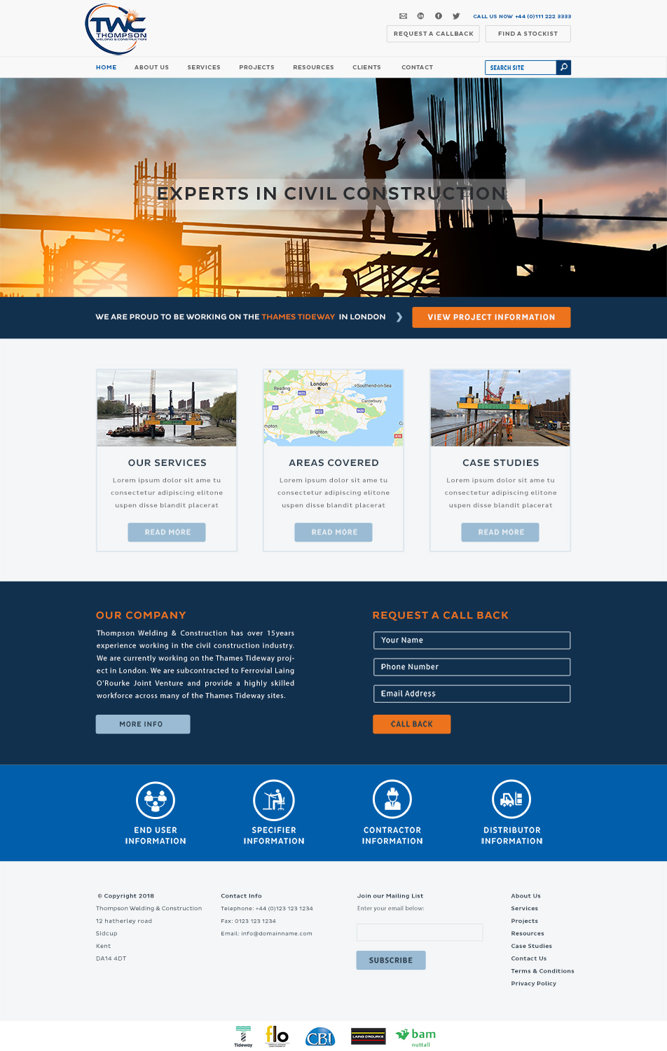 Wordpress Design by tinthumb for Thompson Welding & Construction | Design #18961663