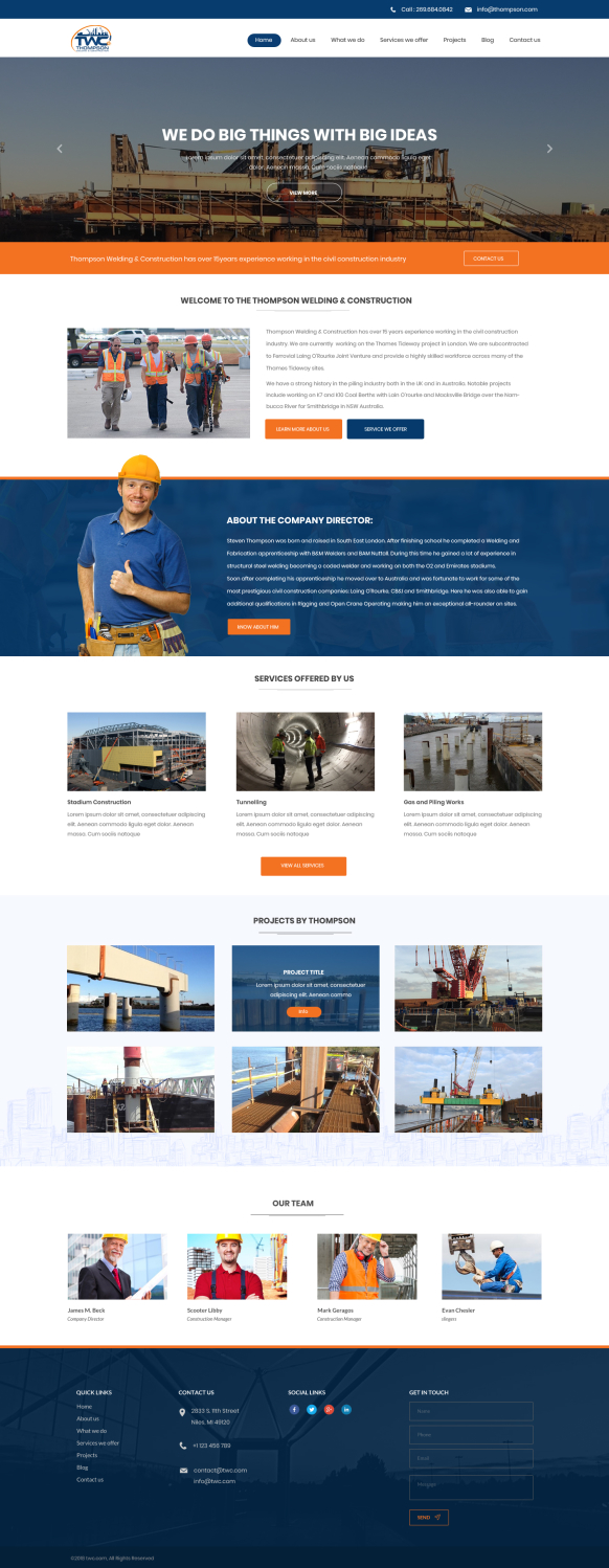 Wordpress Design by WebPixel for Thompson Welding & Construction | Design #18963649