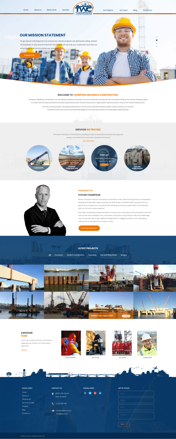Wordpress Design by WebPixel for Thompson Welding & Construction | Design #18972303