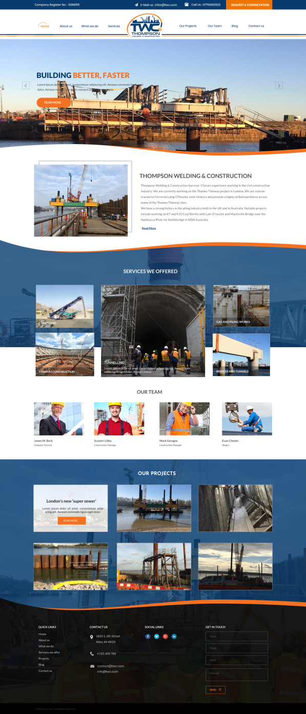Wordpress Design by WebPixel for Thompson Welding & Construction | Design #19031448