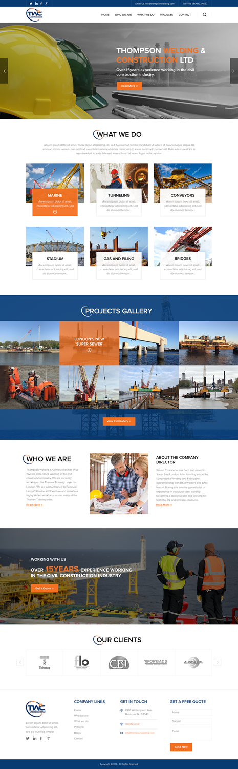 Diseño Wordpress por TechWise para Thompson Welding & Construction | Diseño #18959328