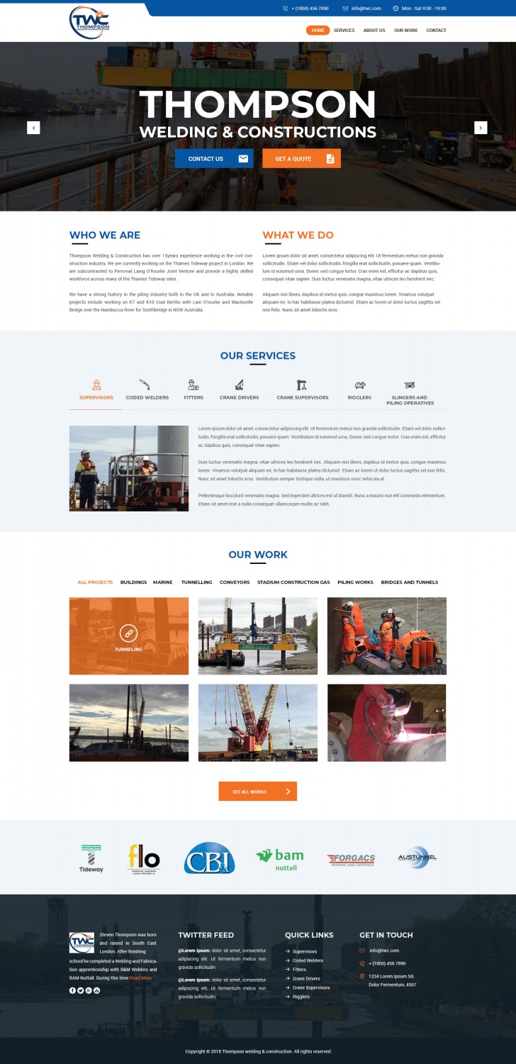 Wordpress Design by v.senthil-designer for Thompson Welding & Construction | Design #18959609