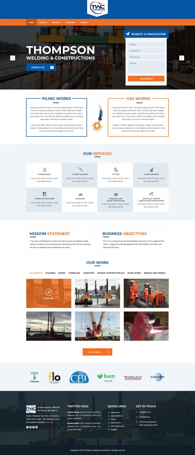 Wordpress Design by v.senthil-designer for Thompson Welding & Construction | Design #18975132