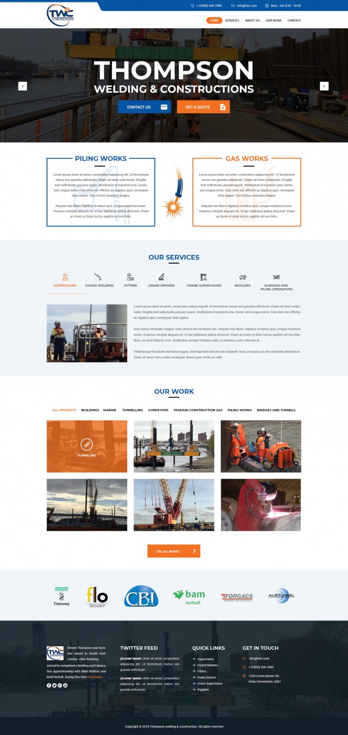 Diseño Wordpress por v.senthil-designer para Thompson Welding & Construction | Diseño #19015913