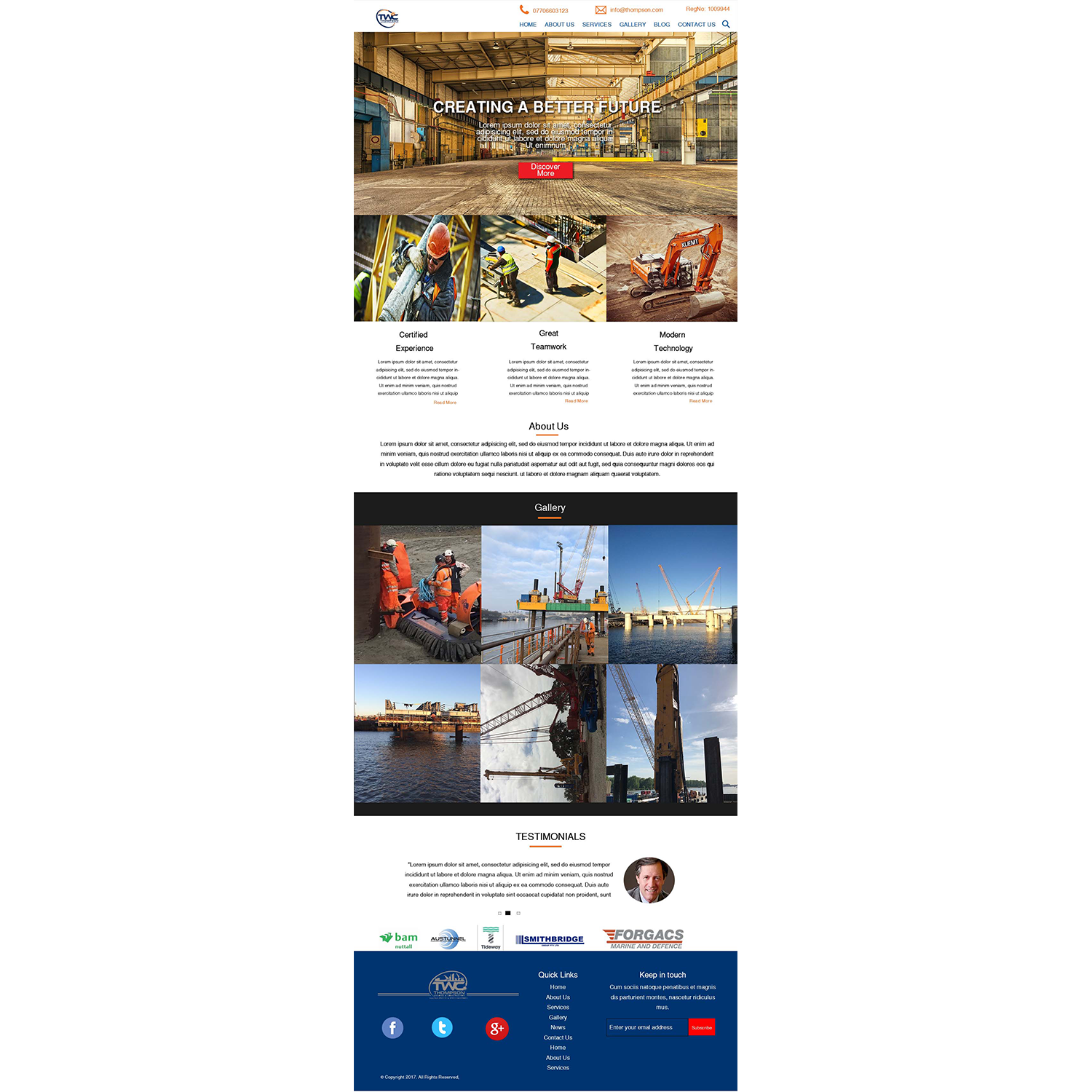 Wordpress Design by veeBC for Thompson Welding & Construction | Design #18972962