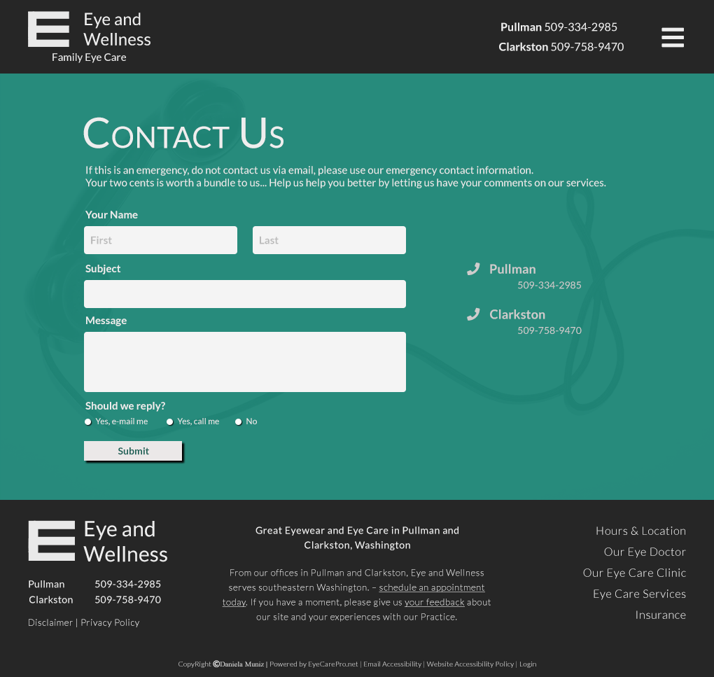 Web Design by daniqmuniz for Eye+Wellness | Design #18962684