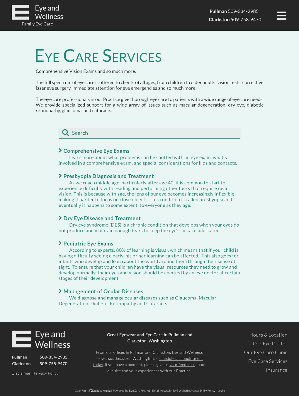 Web Design by daniqmuniz for Eye+Wellness | Design #18962996