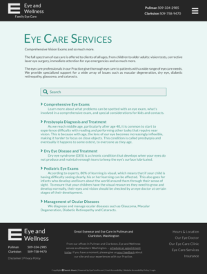 Web Design by daniqmuniz for Eye+Wellness | Design: #18962996