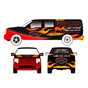 Vehicle Wrap on a Black F-150 4 Door Truck | Diseño de Rotulación de Vehículo por at-as