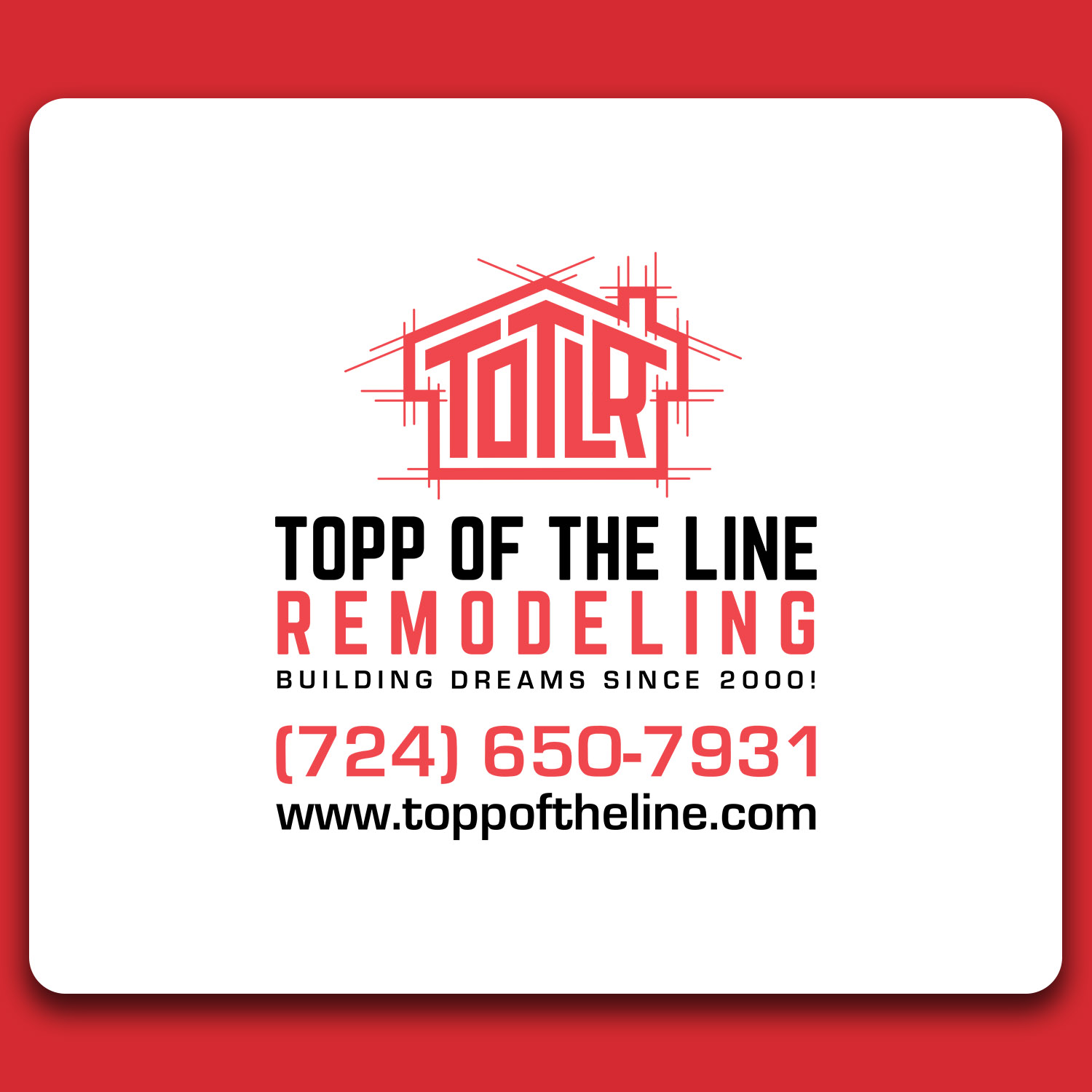 Logo Design by SGS.Design for Topp Of The Line Remodeling  | Design #19039474