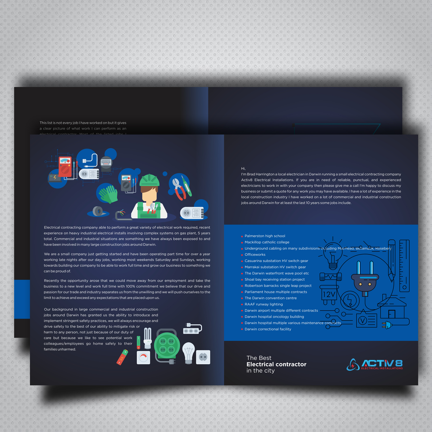 Brochure Design by uk for Activ8 electrical installations  | Design #18953279