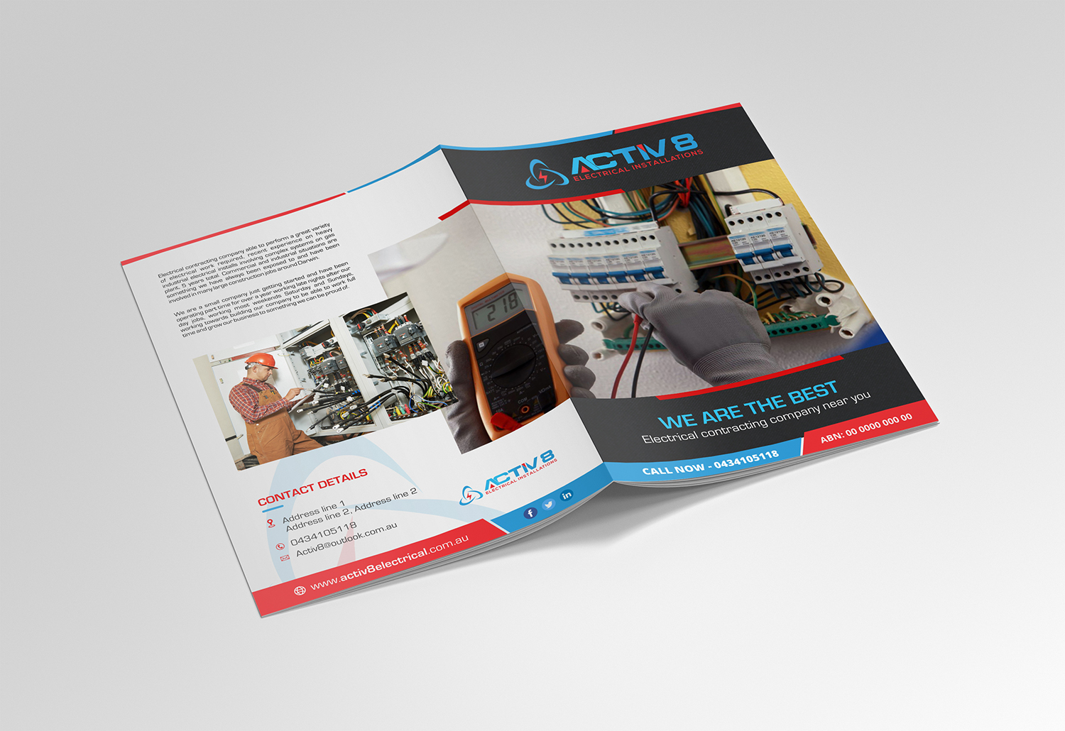Brochure Design by ecorokerz for Activ8 electrical installations  | Design #18952361