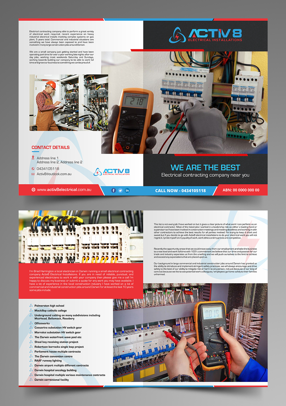 Brochure Design by ecorokerz for Activ8 electrical installations  | Design #18952363