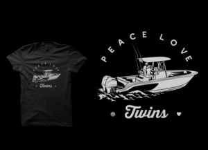 PEACE. LOVE. TWINS Cool Fishing T-Shirt for Active Sport Fishermen. | T-shirt Design by cithuwill