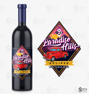 Wine Label - Jacked Up Red design | Graphic Design by SofiaDesignStudio