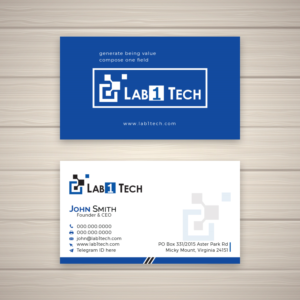Design de Carte de Visite par Prabir Sikder pour Lab1 Tech Limited | Design #18994198