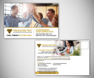 Diseño de Postal por Designers Hub para Treasure Tax, LLC | Diseño: #18983178