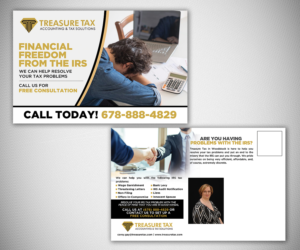 Diseño de Postal por Designers Hub para Treasure Tax, LLC | Diseño: #19021817