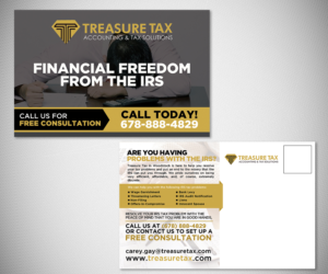 Diseño de Postal por Designers Hub para Treasure Tax, LLC | Diseño: #19070548