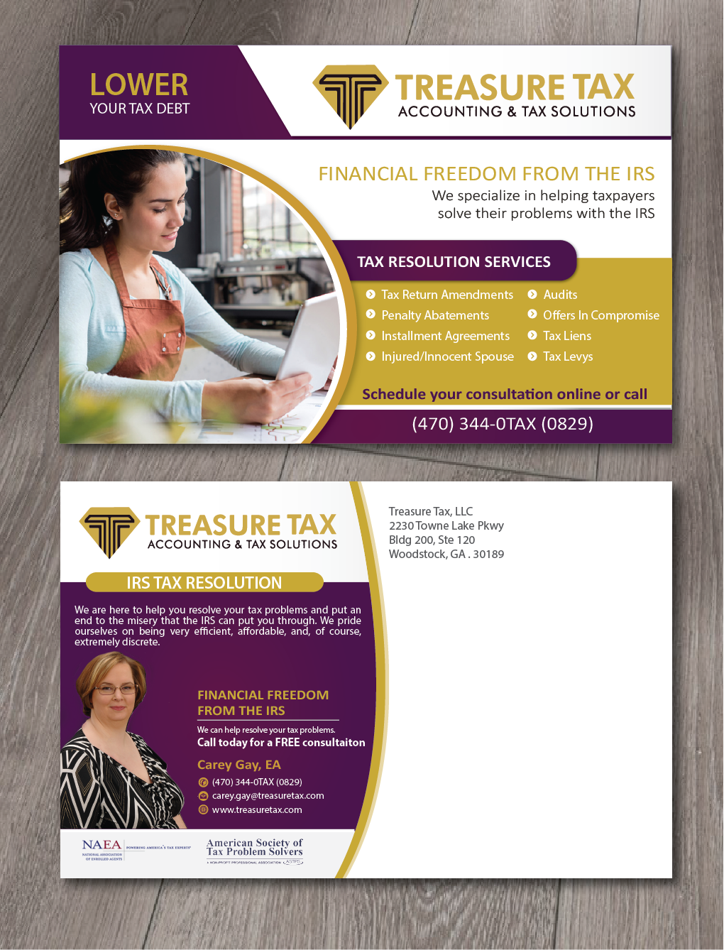 Postcard Design by alex989 for Treasure Tax, LLC | Design #19503317