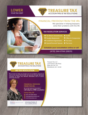 Diseño de Postal por alex989 para Treasure Tax, LLC | Diseño: #19503317