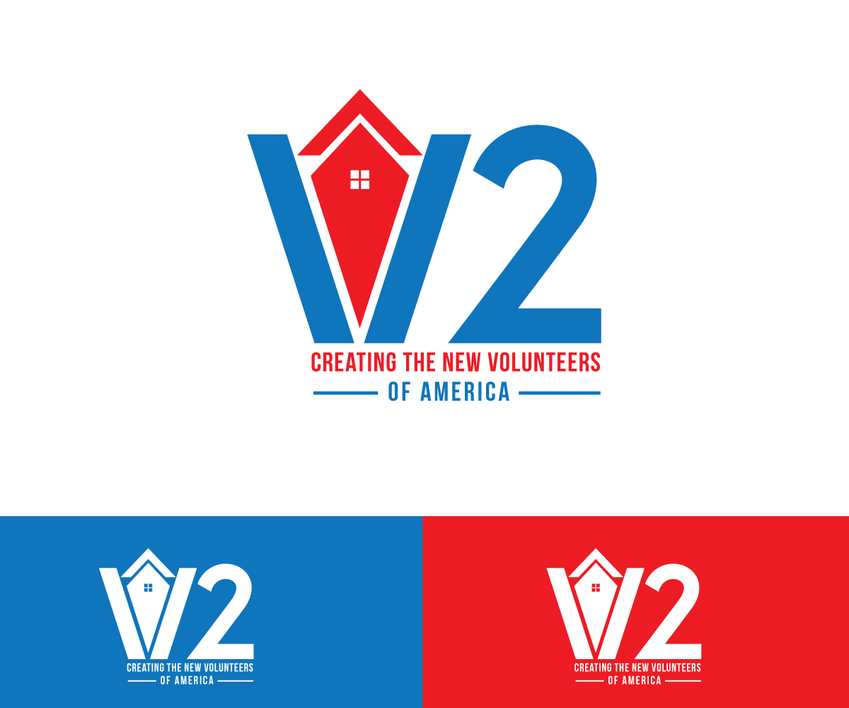 Bold, Playful Logo Design for V2 Creating the New Volunteers of