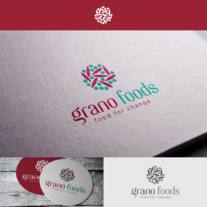 grano foods (company name) food for change (tagline) (all lower case) | Diseño de Logo por Paperfox Designs