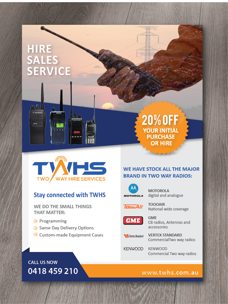 Diseño de Flyer por alex989 para Two Way Hire Services | Diseño #19028060