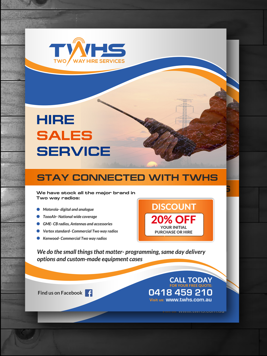 Design de Flyer par innovative earth pour Two Way Hire Services | Design #19032889