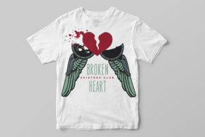 Broken heart aviators club tee shirts  | T-shirt Design by Synthesis