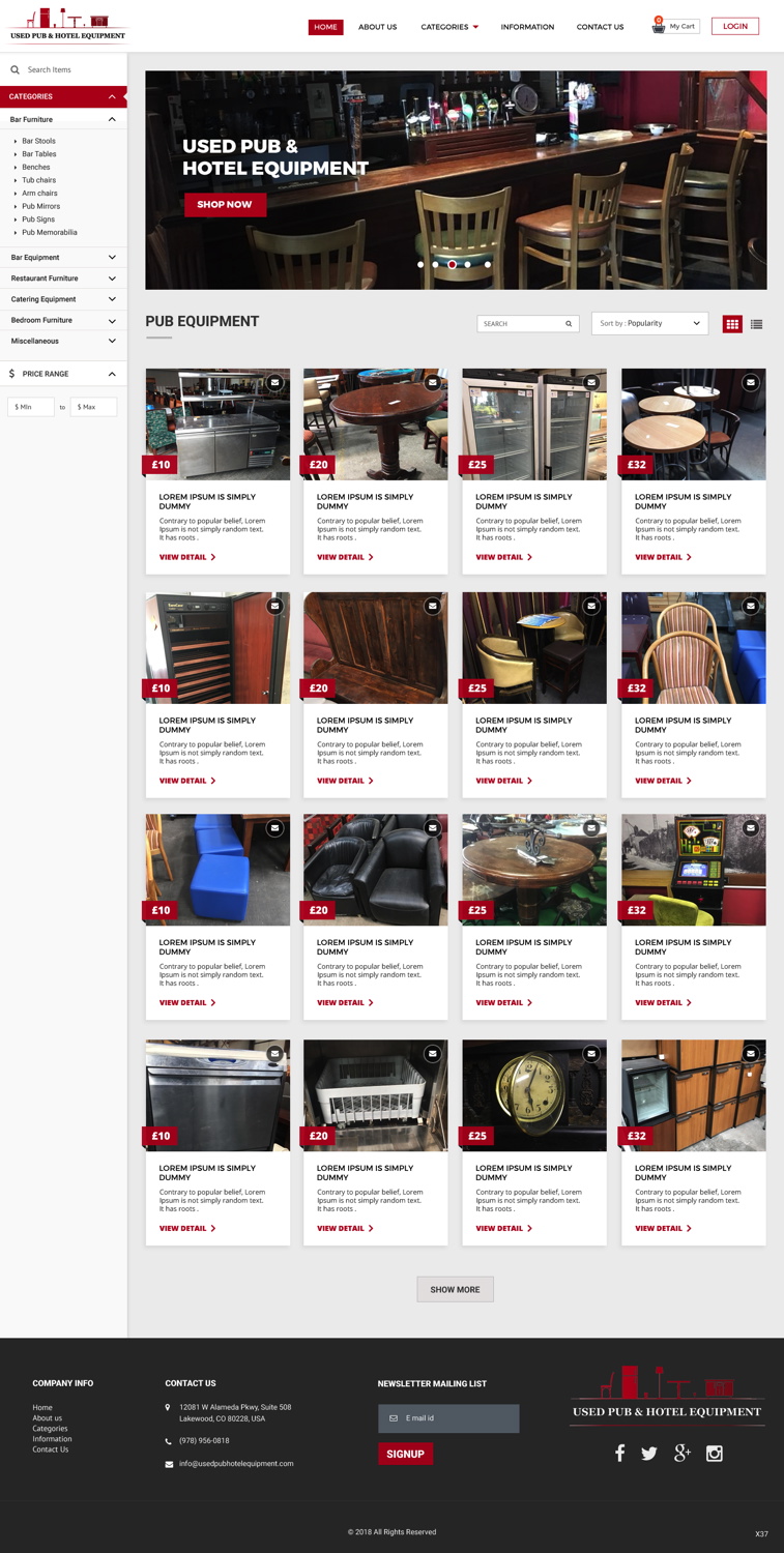 Diseño Web por pb para Used Pub & Hotel Equipment Limited | Diseño: #19045659