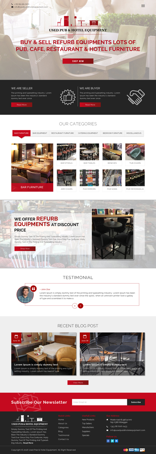 Diseño Web por Sujit Banerjee para Used Pub & Hotel Equipment Limited | Diseño #19092294
