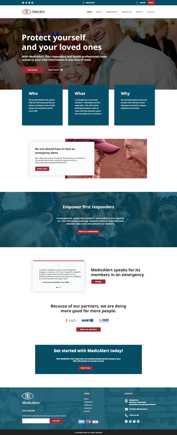 Web Design by Mohit Verma Designs for MedicAlert Foundation | Design #19051378