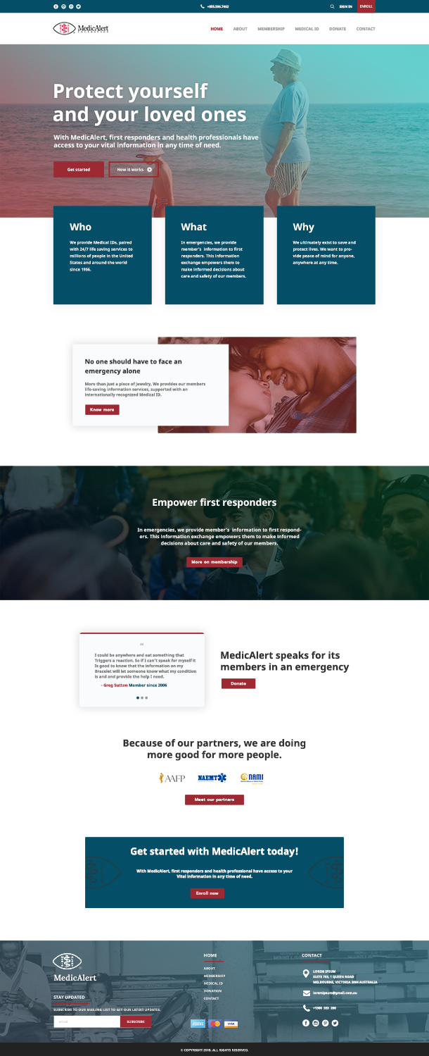Web Design by Mohit Verma Designs for MedicAlert Foundation | Design #19051497