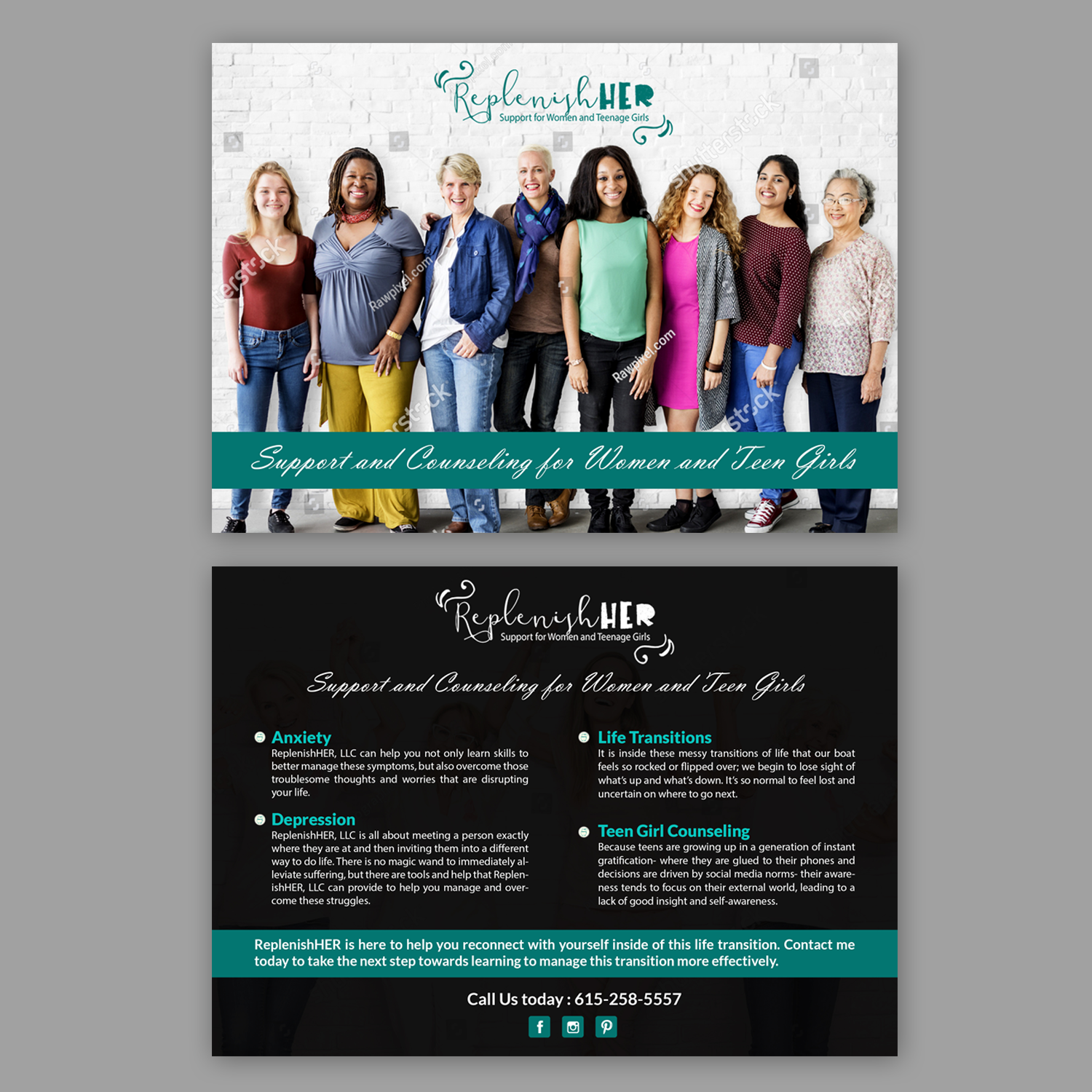 Flyer Design by Schöpfer for ReplenishHER Counseling | Design #19039573
